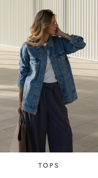 Denim tops. Click to shop.