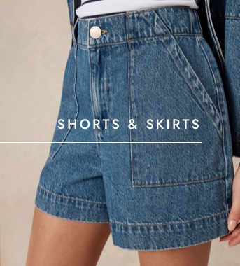 Denim shorts & skirts. Click to shop.