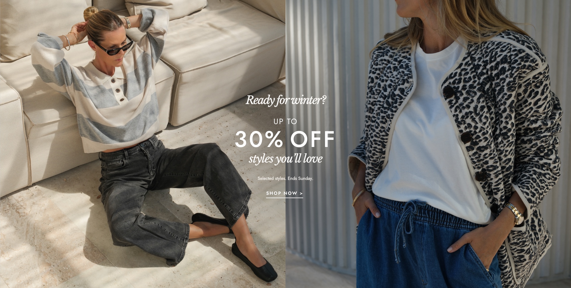 Up to 30% off selected styles. Click to shop.