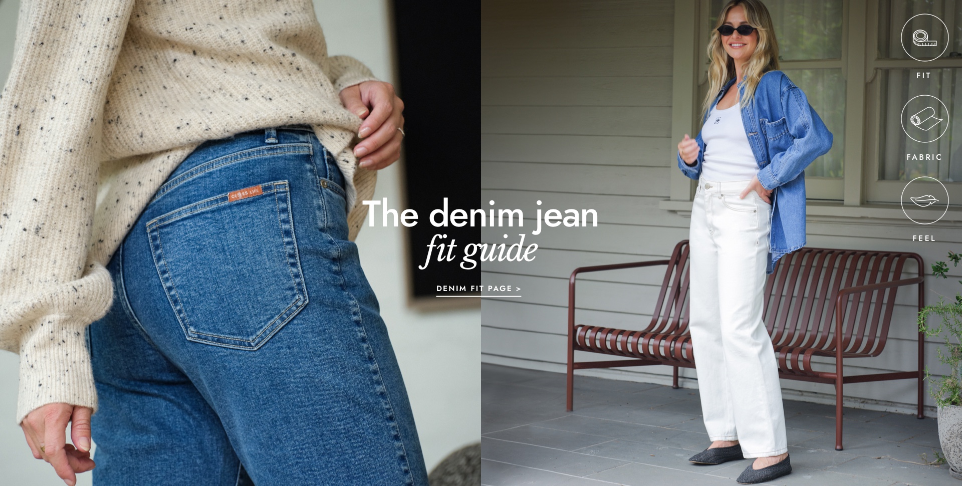 Click to check out our women's denim fit guide.