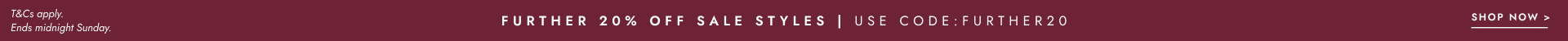 Take a further 20% off selected sale items. Click to shop.