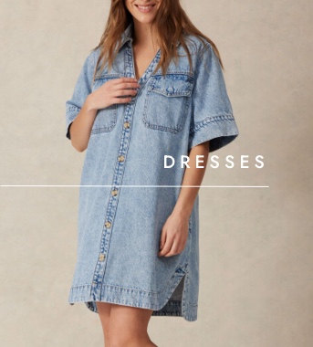 Denim dresses. Click to shop.