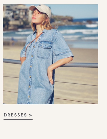 Denim dresses. Click to shop.
