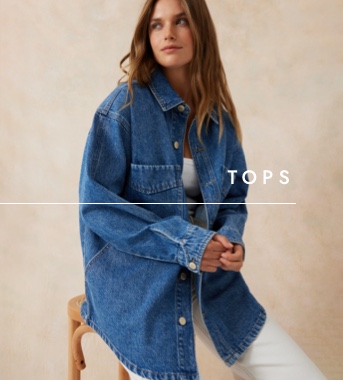 Denim tops. Click to shop.