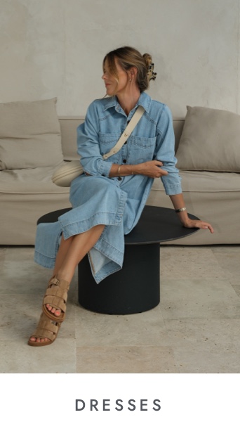 Denim dresses. Click to shop.