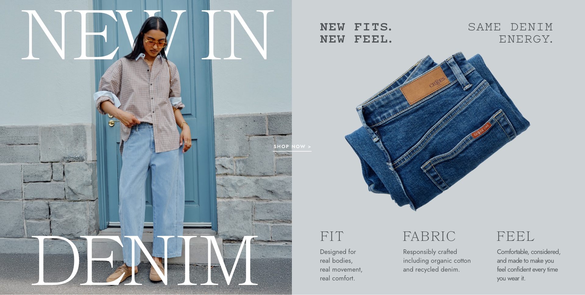 New in denim. Click to shop.