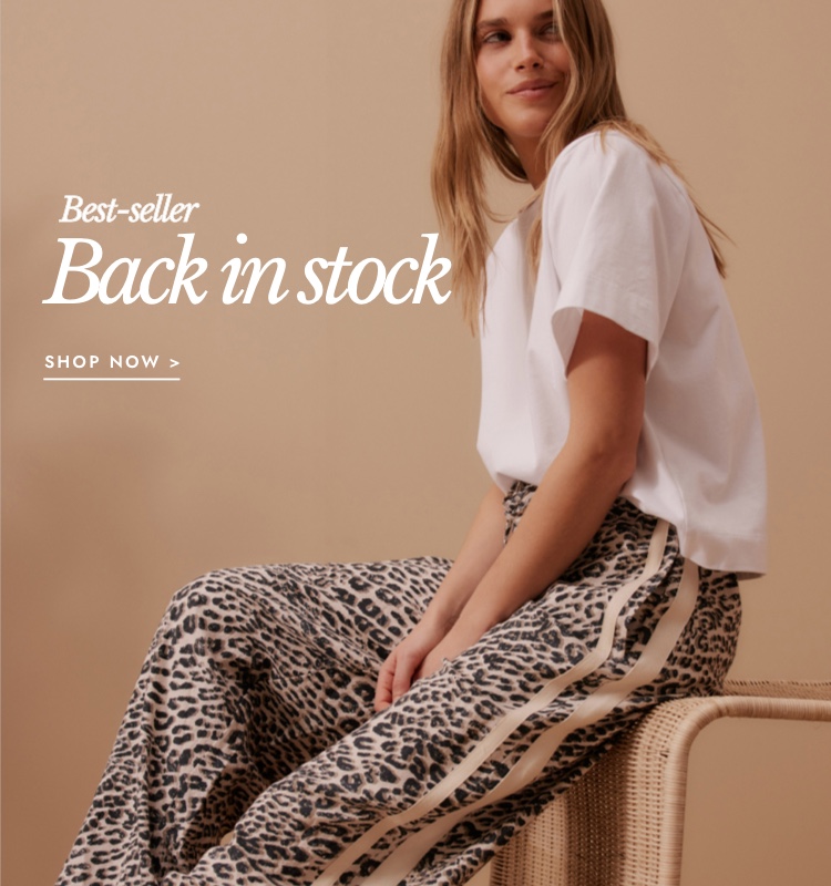Best selling leopard pants are back in stock. Click to shop.