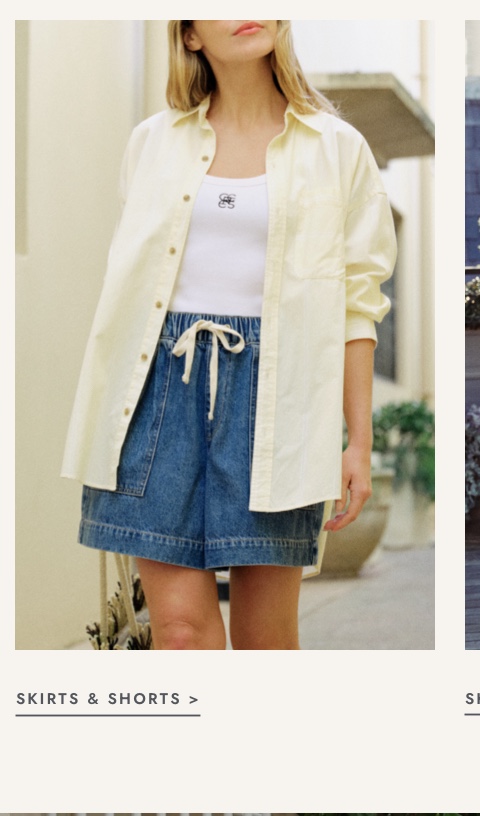 Denim skirts and shorts. Click to shop