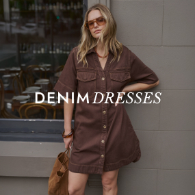 Denim dresses. Click to shop.