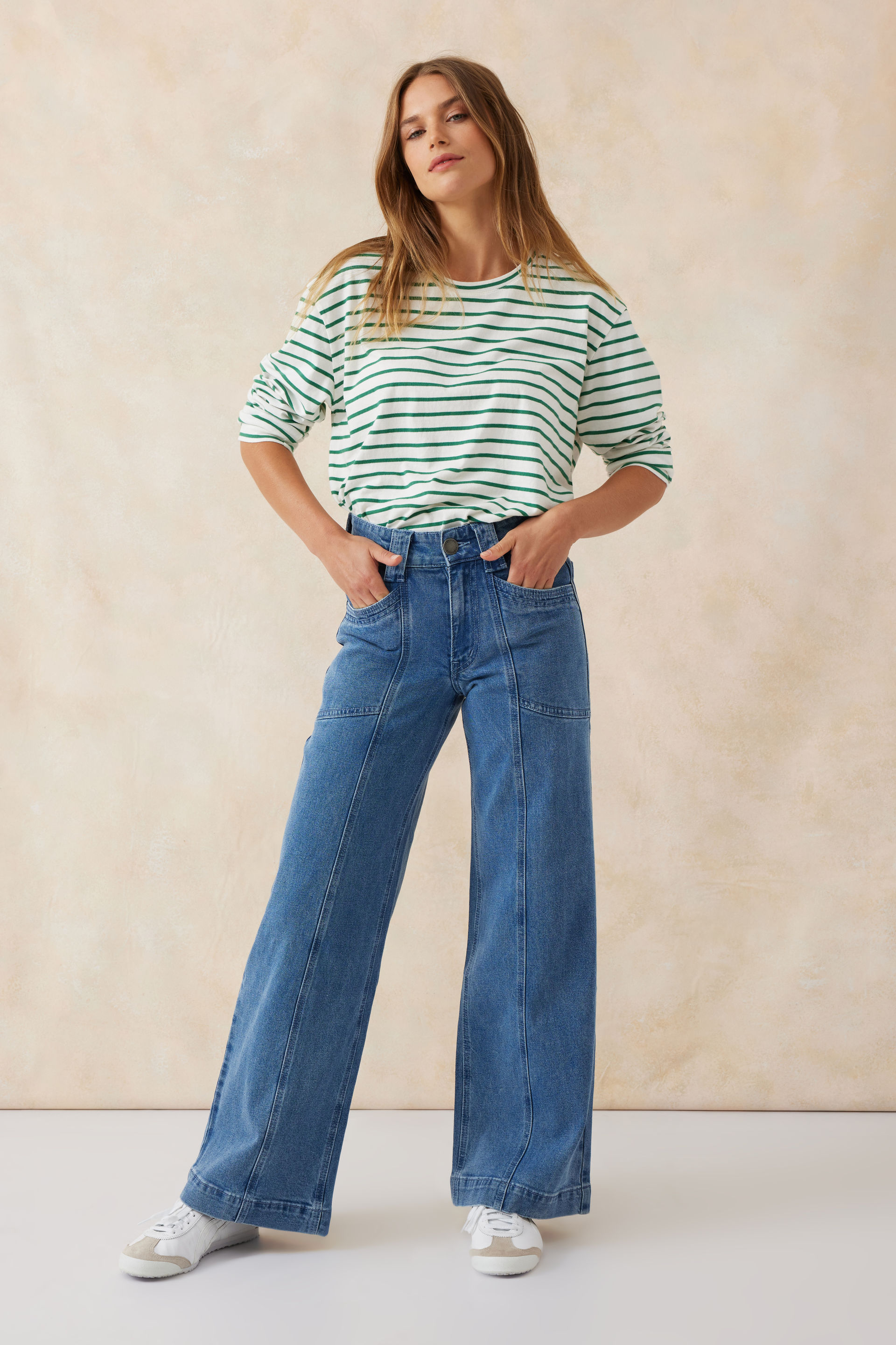 Wide Leg Seamed Stitch Jean