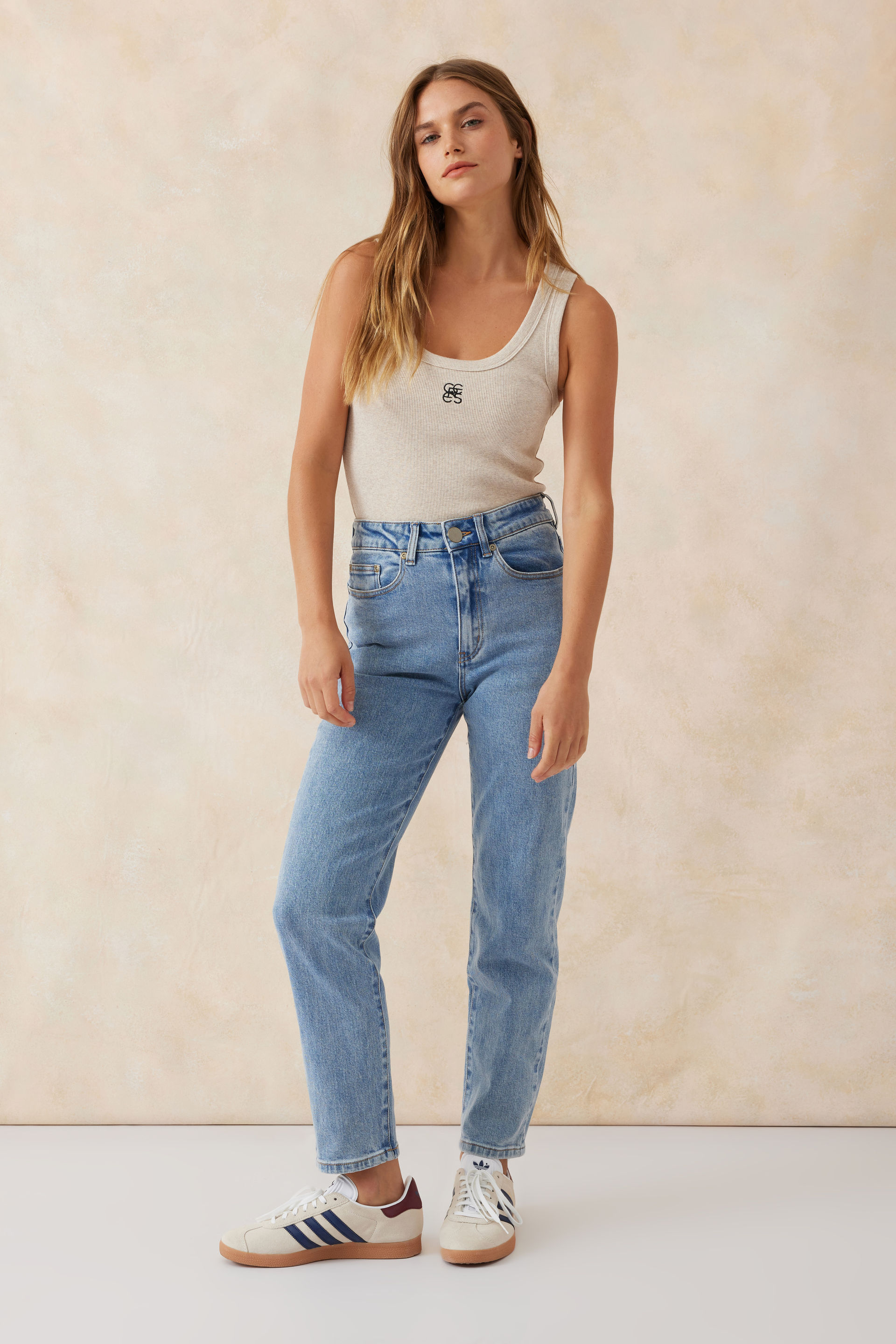 Straight Fit High Rise Vintage Blue Ankle Jeans