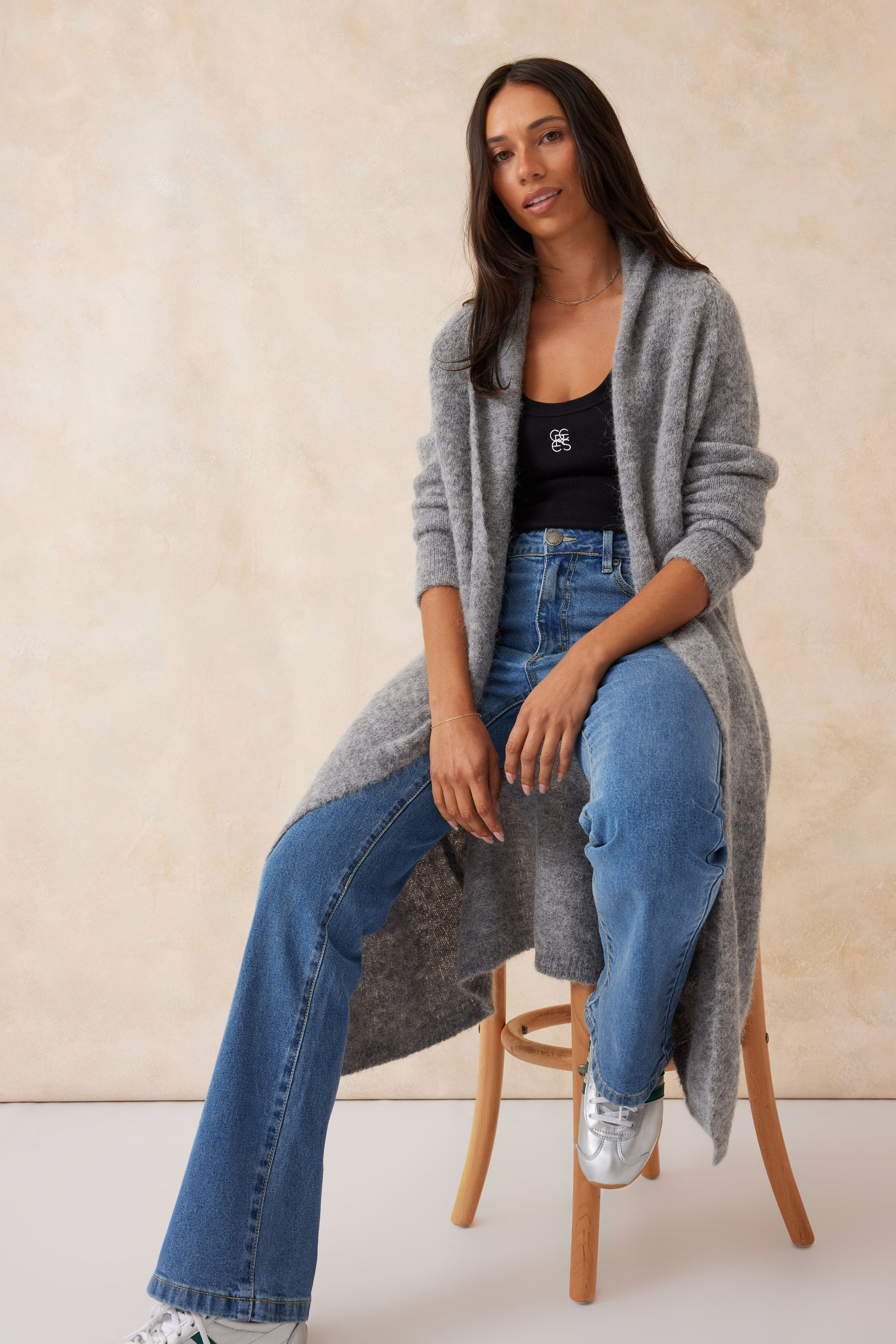 Longline Cardigan In Alpaca Wool Blend